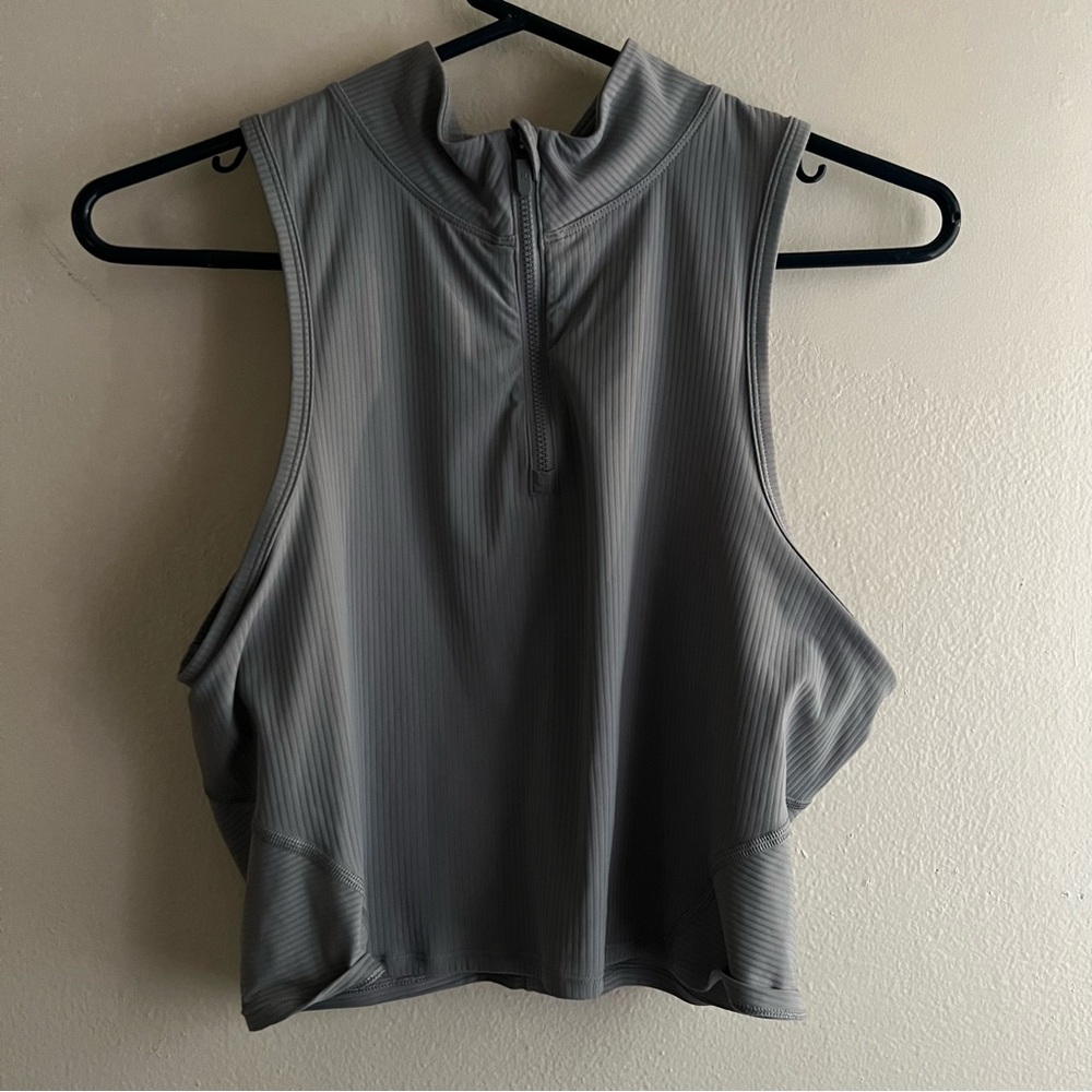 lululemon Rib Zip Front Cropped Run Tank Top - Picture 4 of 7